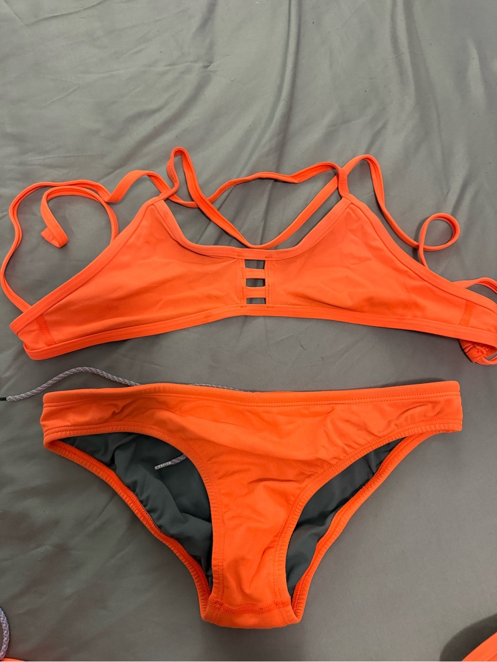 Jolyn Clothing Neon Orange Strappy Bikini